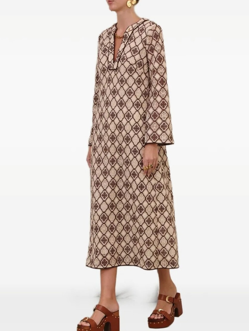Women's Robe Dress - Zimmermann Crochet Knit Midi Relax Fit Size 2 Fits M to L